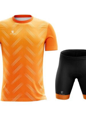 Padded Cycling Shorts with Half Sleeve T-shirts for Men Orange & Black Color.