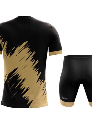 Round Neck T-Shirts & Gel Tech Padded Cycling Shorts for Men Black & Gold Color