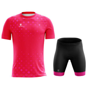 Bicycle Riding Padded Shorts with Printed Cycling Tshirts for Men Pink & Black Color