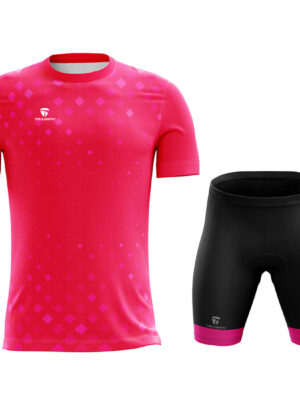 Bicycle Riding Padded Shorts with Printed Cycling Tshirts for Men Pink & Black Color