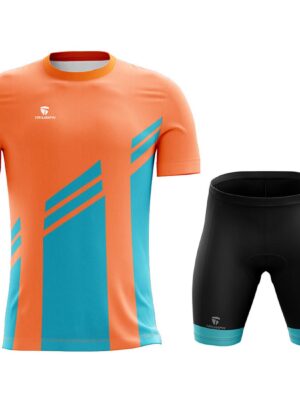 Bicycle Long Ride Padded Cycling Shorts with Half Sleeve Cycling T-shirts Orange & Blue Color