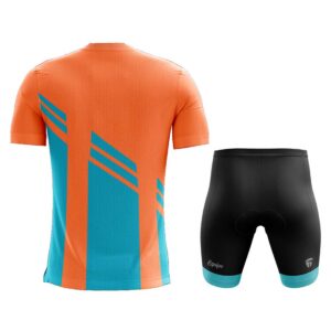 Bicycle Long Ride Padded Cycling Shorts with Half Sleeve Cycling T-shirts Orange & Blue Color