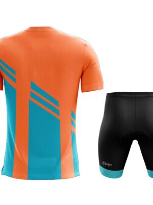 Bicycle Long Ride Padded Cycling Shorts with Half Sleeve Cycling T-shirts Orange & Blue Color