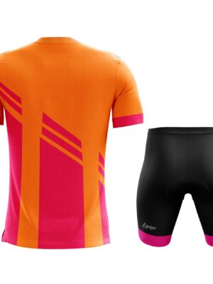 Quick Dry Cycling Tshirts and Padded Shorts for Men Cyclist Orange & Pink Color