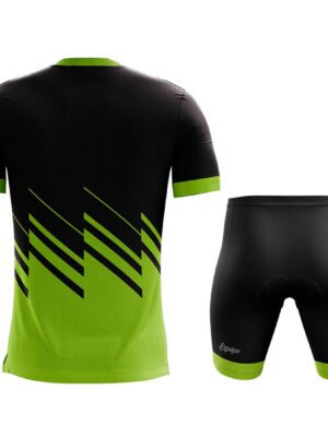 Round Neck Cycling T-Shirts and Gel Tech Padded Shorts for Men Black & Green Color