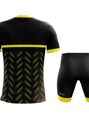Polyester Half Sleeve T-shirt and Cycling Shorts for Men Black & Yellow Color