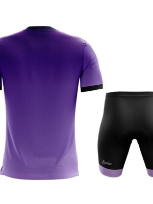 Foam Padded Cycling Shorts with Round Neck T-shirts Purple & Black Color