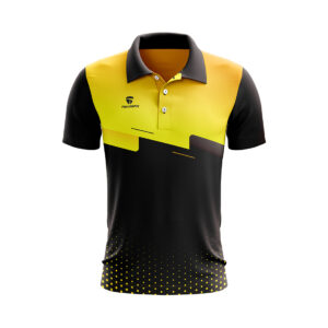 Men’s Polo Neck Cricket T-shirt | Cricket Team Practice Jersey Yellow & Black Color