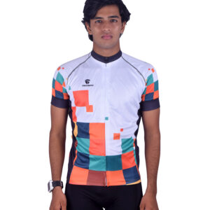 Printed Cycling Jersey | Custom Cycling Jersey for Men White with Multi Colors