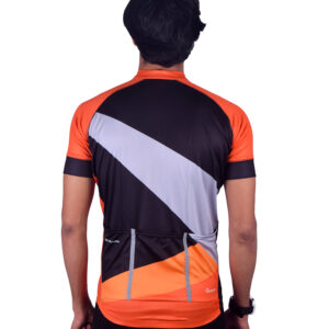 Personalized Cycling Jersey for Men with Name Number Logo Black, Orange & White Color