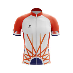 Cycling Jersey for Men – Customise Your Name and Number White, Orange & Navy Blue Color