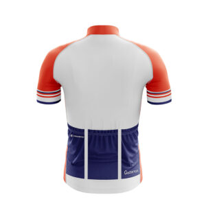 Cycling Jersey for Men – Customise Your Name and Number White, Orange & Navy Blue Color