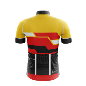 Custom Cycling Apparel | Printed Bicycle Jersey for Cyclist Red, Yellow, Black & White Color