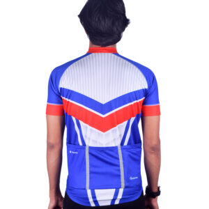 Unisex Polyester Cycling Jersey | Custom Sportswear White, Blue & Red Color