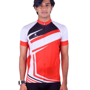Cycling Jersey | Mens Cutomized Bicycle Gear White, Red & Black Color