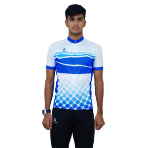 Road Cycling Jersey for Men | Custom Sportswear White & Blue Color