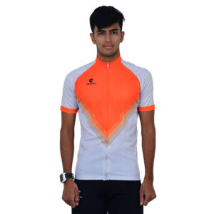 Men Cycling Jerseys | Customized Cycling Top Uppers for Cyclist Grey & Orange Color