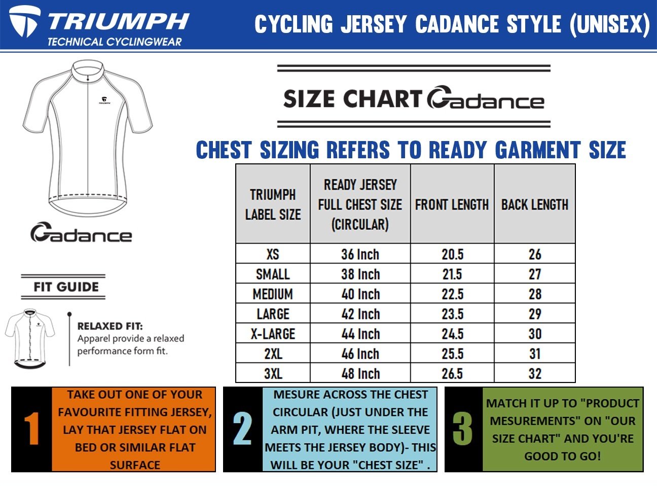 Cycling Jersey Size Chart for Men - Cadance Style