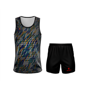 Men's Workout Sleeveless Tank Top Singlet & Shorts Black With Multi Color
