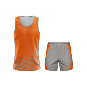 Men's Activewear Sleeveless Tank Top Singlet & Shorts Orange & Grey Color