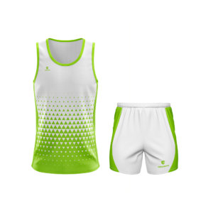 Men's Running / Gym Vest Tank Top Singlet & Shorts White & Green Color