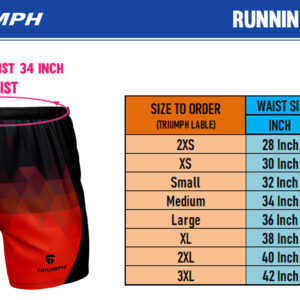 Running Shorts Size Chart for Men