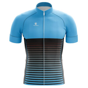 Men’s Short Sleeves Cycling Jersey Bicycle Polyester Bike Shirt Sky Blue & Black Color