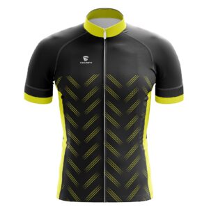 Men’s Printed Biking Short Sleeve Jerseys | Cycling Top Online Black & Yellow Color