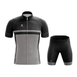 Men’s Short Sleeve Cycling Set Cycling Clothing Grey & Black Color