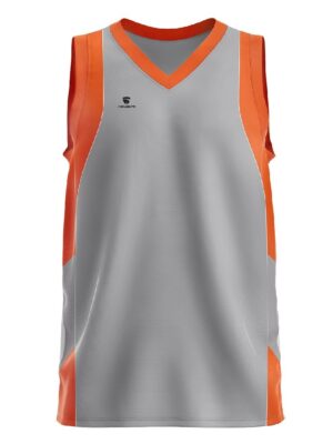 Unisex Basketball Jersey | Add Name Number Team Logo Grey & Orange Color