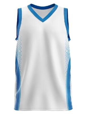 Mens Custom Sublimated Basketball Jerseys White & Sky Blue