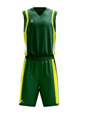 Basketball Jersey & Shorts For Men | Custom Printed Sportswear Green & Yellow Color
