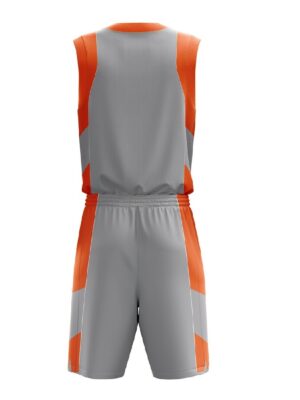 Unisex Basketball Jersey with Shorts | Add Name Number Team Logo Grey & Orange White Color