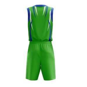 Sleeveless Basketball Jersey Shorts | Custom Team Name Number Logos Green & Blue Color