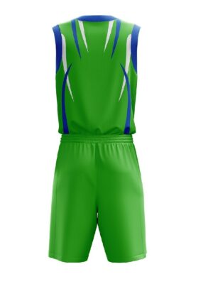Sleeveless Basketball Jersey Shorts | Custom Team Name Number Logos Green & Blue Color