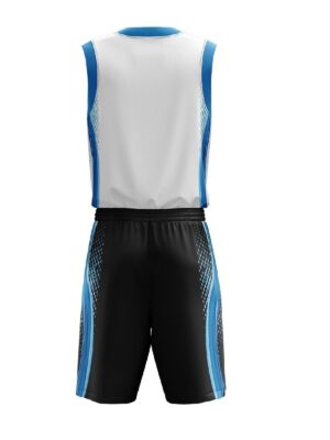 Mens Custom Sublimated BasketBall Jerseys with Shorts White, Blue & Black Color