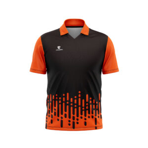 Cricket Jersey Polo Neck Half Sleeve Cricket Shirt for Men Orange & Black Color