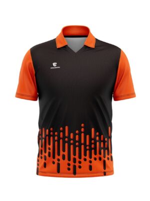 Cricket Jersey Polo Neck Half Sleeve Cricket Shirt for Men Orange & Black Color