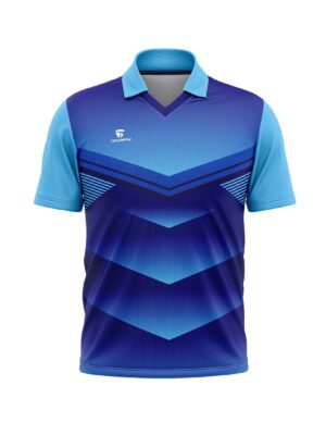 Mens Cricket Jersey Full Printed Shirts Dark & Light Blue Color
