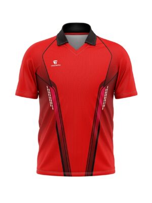 Mens Cricket Sports Jersey Customized Cricket T-shirt Red & Black Color