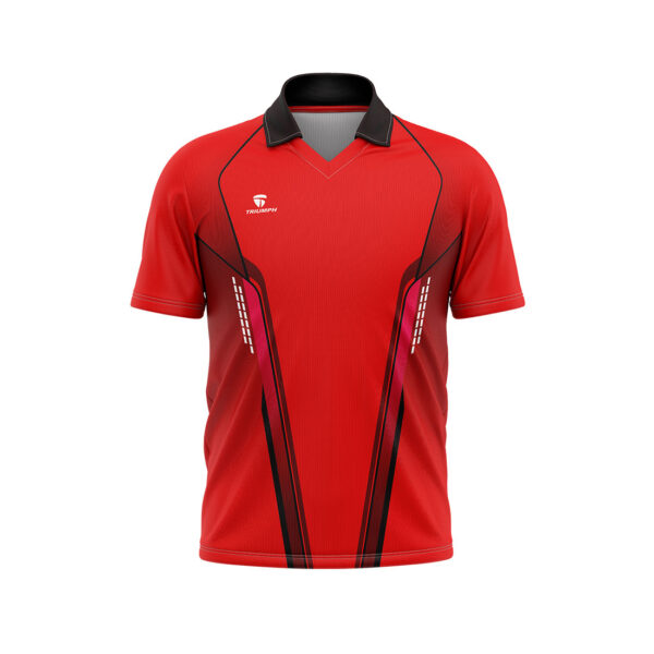 Mens Cricket Sports Jersey Customized Cricket T-shirt Red & Black Color