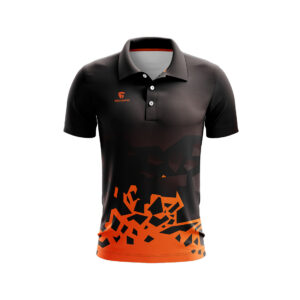 Men’s Cricket T Shirt Sublimation Cricket Name Dress Black & Orange Color