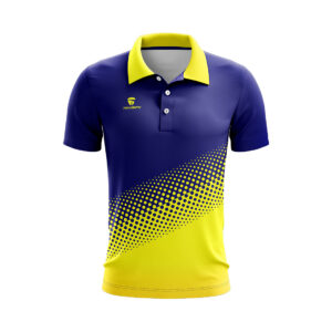 Half Sleeve Polo Neck India Cricket T-shirt Cricket Jersey for Men’s Blue & Yellow Color