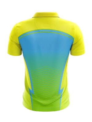 Full Printed Polo Neck Half Sleeve Cricket Jersey for Men Yellow & Blue Color