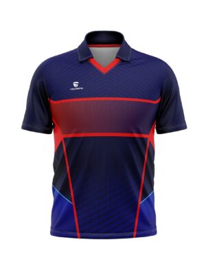 Full Sublimation Cricket Club Jersey New Pattern Cricket Sports T-Shirts for Men Blue & Red Color