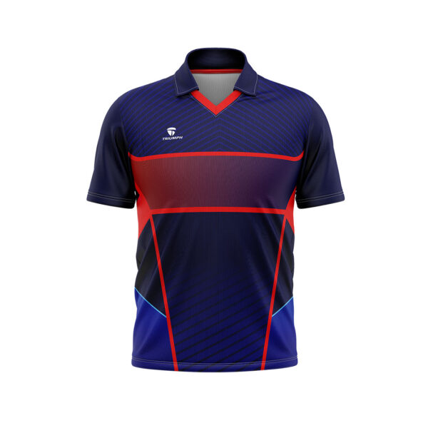 Full Sublimation Cricket Club Jersey New Pattern Cricket Sports T-Shirts for Men Blue & Red Color