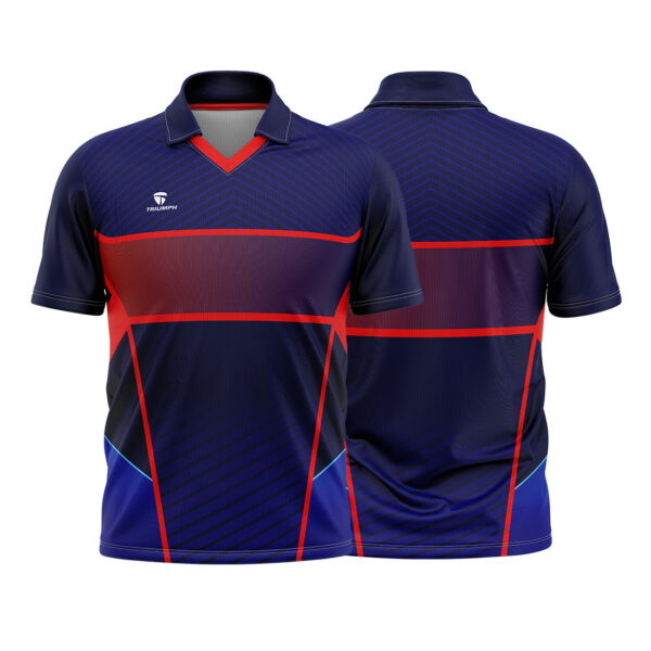 Full Sublimation Cricket Club Jersey New Pattern Cricket Sports T-Shirts for Men Blue & Red Color