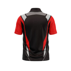 Men’s Cricket T Shirts Half Sleeve Polo Neck Printed Sublimated Cricket Jersey Red & Black Color