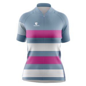 Cycling Jersey Women Bicycle TShirts for Girls Biking Cycle Top with 3 Pockets Grey, White & Pink Color