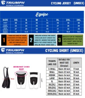 Cycling Set Equipe - Size Chart